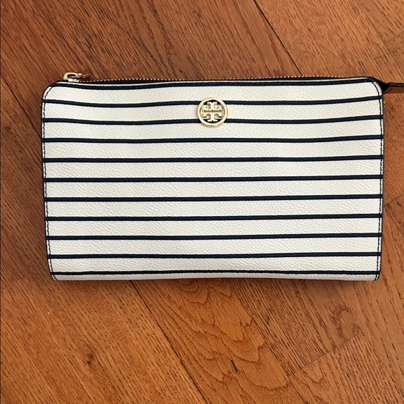 Tory Burch Handbags - Tory Burch Blue and Cream Striped Crossbody bag